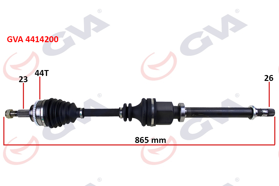 GVA 4414200 Komple Aks Sağ Clio Symbol Thalia 1.5 Dci 08- Abs Li 44diş 865mm