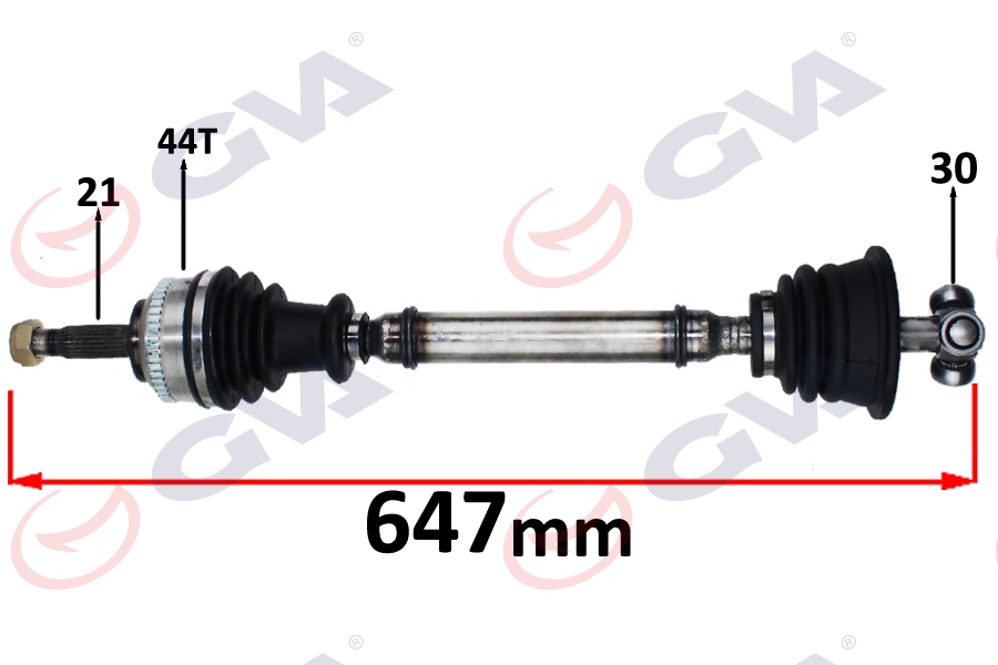 GVA 4411003 Komple Aks Sol Megane I 1.4/1.6 96-03 Abs Li 44diş 647mm