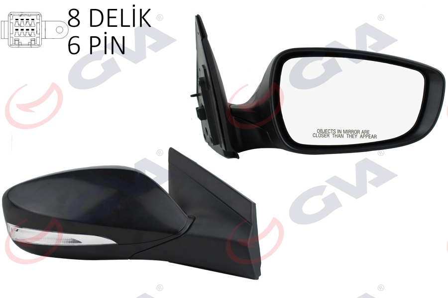 GVA 1091138 Diş Dikiz Aynasi Sağ Blue 12> Elektrikli Isitmali Sinyalli Siyah Kapak Konveks 6 Fiş Vm-6451nehr