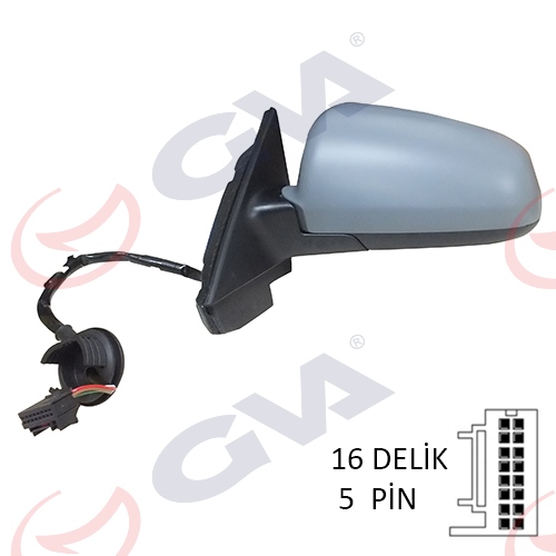 GVA 1075951 Diş Dikiz Aynasi Sol A3 03> Elektrikli Isitmali 5 Kapili Astarli Asferikli 5 Fiş Vm-010ehal