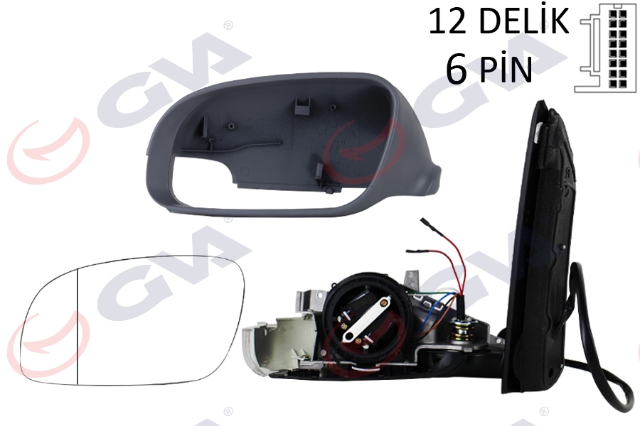 GVA 1075606 Diş Dikiz Aynasi Sol Touran 03> Elektrikli Isitmali Sinyalli Astarli Asferik 6 Fiş Vm-374ehpr