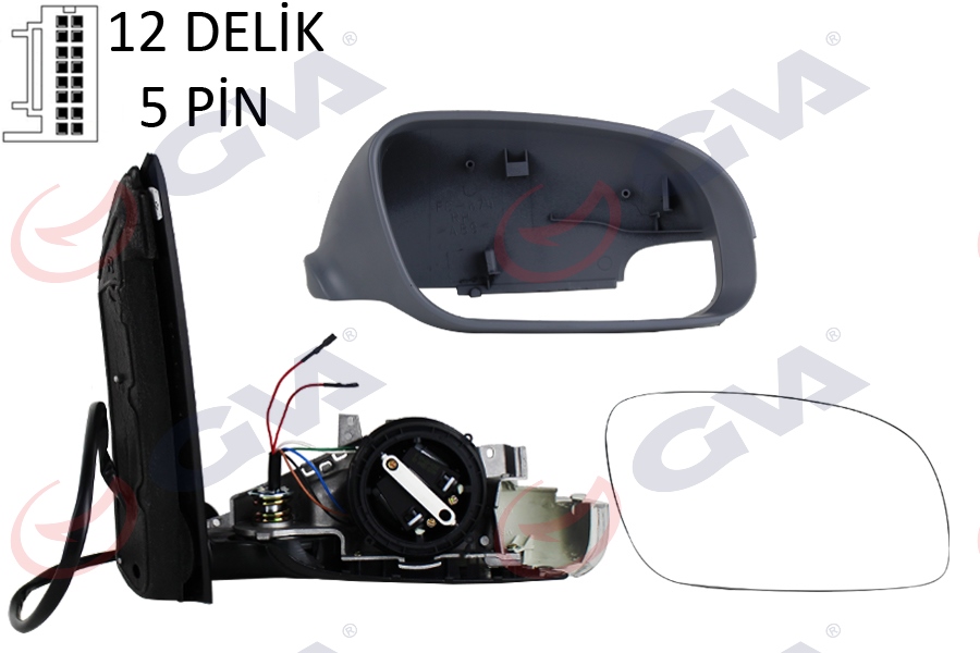 GVA 1075605 Diş Dikiz Aynasi Sağ Touran 03> Elektrikli Isitmali Sinyalli Astarli Konveks 6 Fiş Vm-374ehpr
