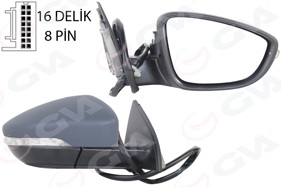 GVA 1075349 Diş Dikiz Aynasi Sağ Passat 11> Elektrikli Isitmali Katlanir Sinyalli Astarli Konveks 8 Fiş Vm-6194ebr