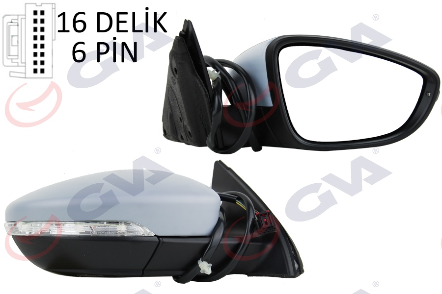 GVA 1075345 Diş Dikiz Aynasi Sağ Passat 11> Elektrikli Isitmali Sinyalli Astarli Konveks 6 Fiş Vm-6194ehpr