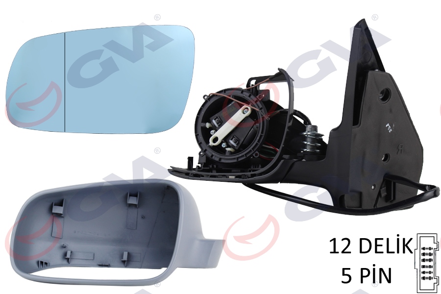GVA 1075226 Diş Dikiz Aynasi Sol Golf-Bora 98> Elektrikli Astarli Konveks 5 Fiş Vm-188al