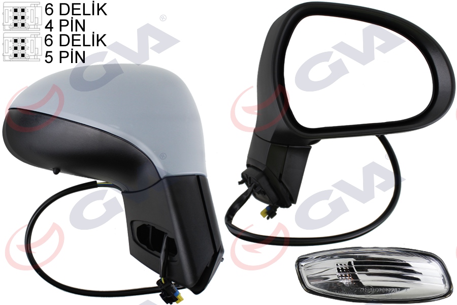 GVA 1043260 Diş Dikiz Aynasi Sağ 207 06> Elektrikli Isitmali Sinyalli Sensörlü Astarli Konveks Vm-6207ehpsr