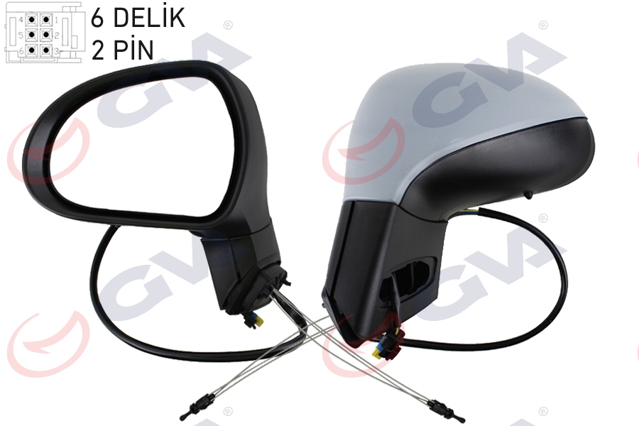 GVA 1043251 Diş Dikiz Aynasi Sol 207 06> Mekanik Sinyalli Astarli Konveks 2 Fiş Vm-6207pl