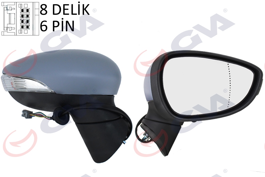GVA 1037170 Diş Dikiz Aynasi Sağ Ford Fiesta 08> Elektrikli Isitmali Astarli 6pin 6 Fiş Vm-6313ehpar