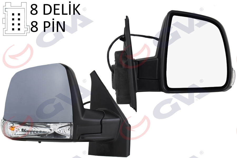 GVA 1029174 Diş Dikiz Aynasi Sağ Doblo 11> Elektrikli Sinyalli Astarli Tek Cam Sensörlü Konveks 8 Fiş Vm-668ehpsr