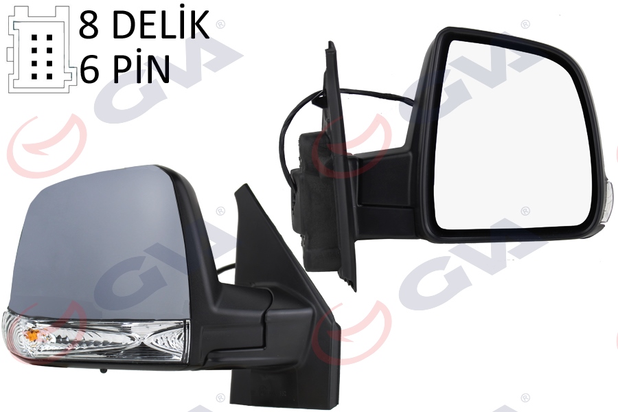 9239929 Dis Dikiz Aynasi Sol Elektrikli Isitmali Sinyalli Astarli Tek Camli Fiat Doblo 2010- / Opel Combo D 2012-