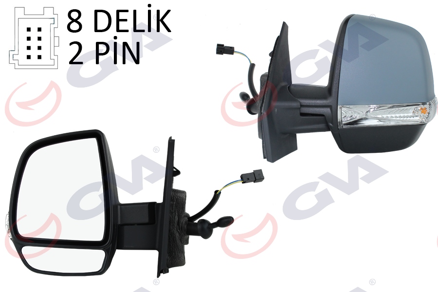 GVA 1029161 Diş Dikiz Aynasi Sol Doblo 11> Opel Combo 12>18 Mekanik Sinyalli Astarli Çift Cam Konveks Vm-669pl