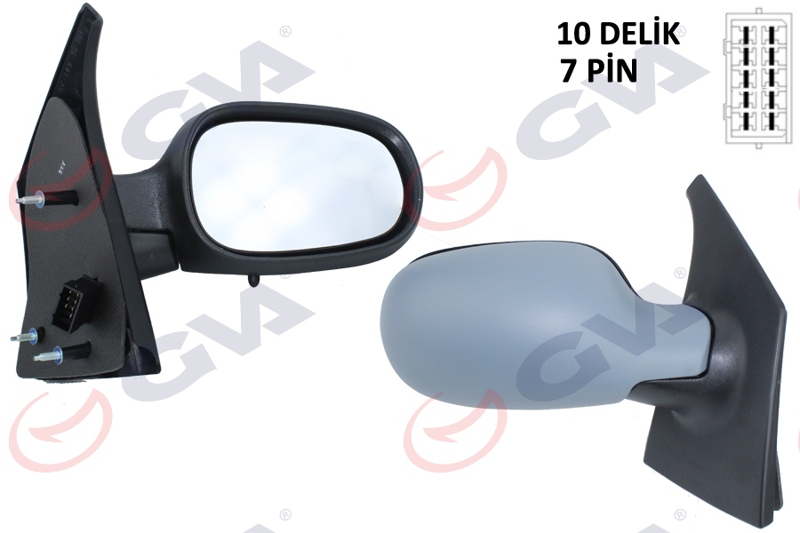 GVA 1011205 Diş Dikiz Aynasi Sağ Megane Scenic 97> Elektrikli Isitmali Sensörlü Astarli Konveks 7 Fiş Vm-133nehpr