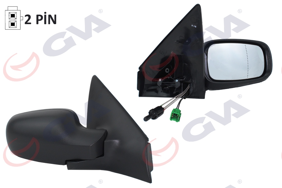 GVA 1011120 Diş Dikiz Aynasi Sağ Megane 03-08 Mekanik Konveks Sensörlü Convex 2 Fiş Vm-138sr