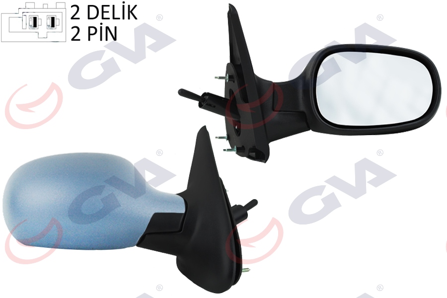 GVA 1011100 Diş Dikiz Aynasi Sağ Megane 99> Mekanik Sensörlü Astarli Konveks 2 Fiş Vm-129psr