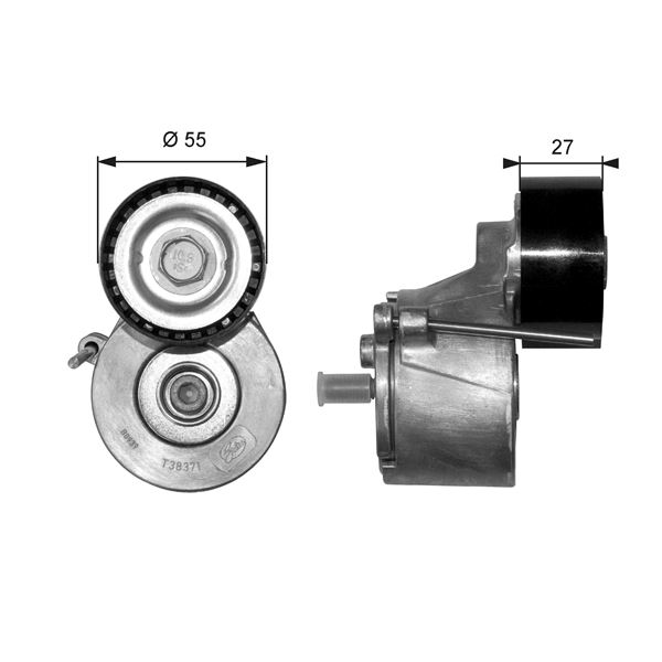 GATES T38371 V Kayiş Gergi Rulmani Kütüklü Ford Fiesta Fusion 1.4 Tdci 02>  / Peugeot 206 1.4 Hdi  407 1.6 Hdi 04>