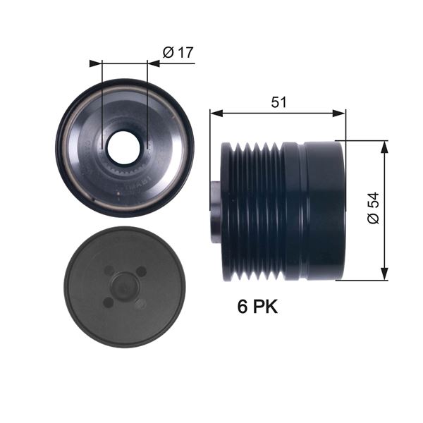 GATES OAP7118 X Alternatör Kasnaği Rulmanli Grande Punto 1.3d 05- -Punto Evo 1.3d 09-12 -Mito 1.3jtd 08-