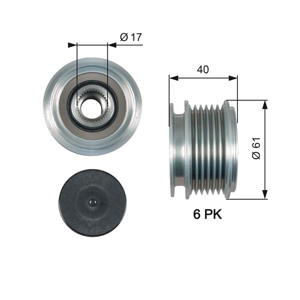 GATES OAP7013 Alternatör Kasnaği Vw Golf Iv Golf V Bora Jetta Polo 1.9 Tdi Crafter 2.5 Tdi