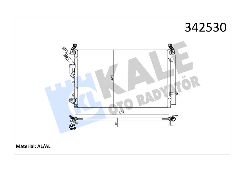 MND HC976063J100 Klima Radyatörü Oem Hanon 675x431x16 Ix55