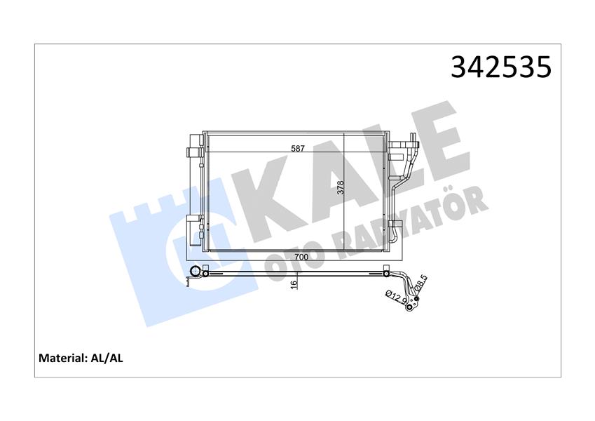 KALE 342535 Klima Radyatörü Kondenser Kia Cerato 1.6l G4fc 10-13