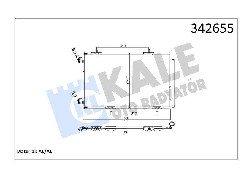 KALE 342655 Klima Radyatörü Kondenseri P301-Citroen C-Elysee 1.2 Vti-1.6 Vti-1.6 Hdi 11/12 > 587x367x16