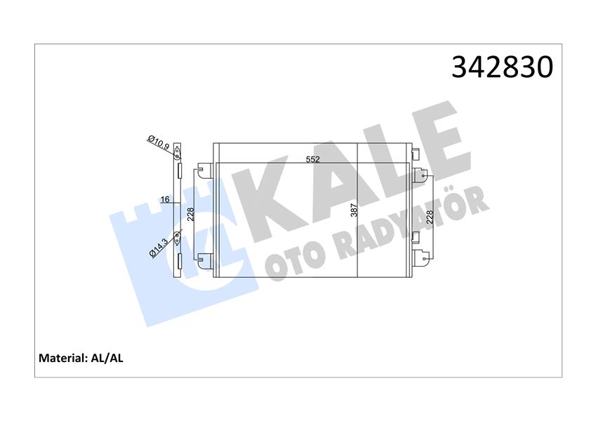 KALE 342830 Klima Radyatörü Kondanser Renault Megane I 96>03 Scenic I 99>03 1.4 1.6 1.9dti 2.0 Dacia Logan 06 > 1.5dci 1.6