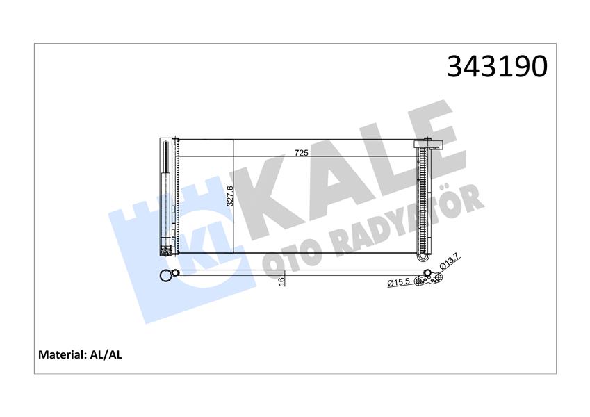 KALE 343190 Klima Kondenseri Porsche Panamera Al-Al