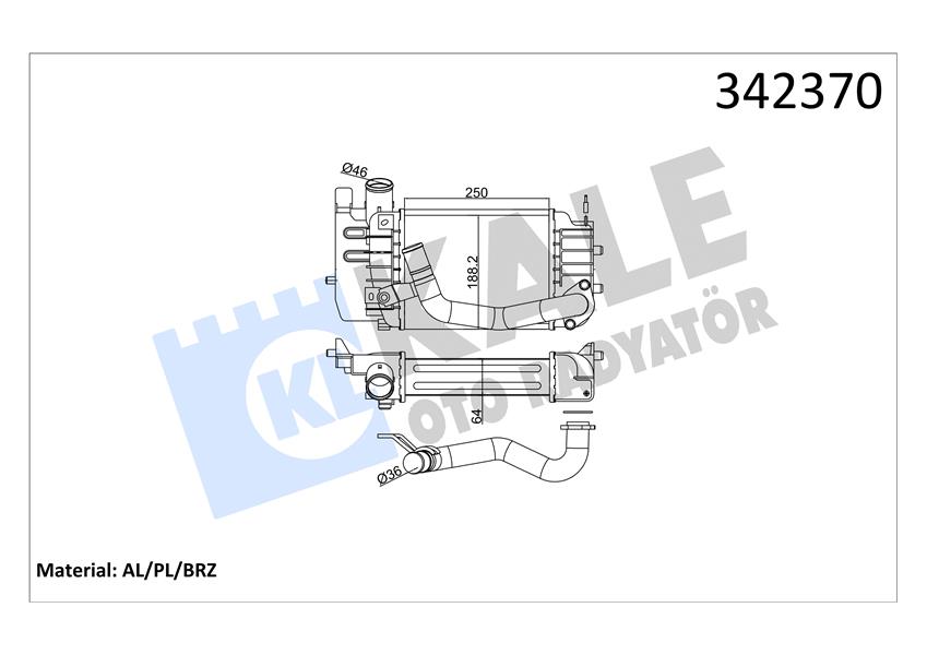 KALE 342370 Turbo Radyatörü Intercooler Toyota Trezia-Urban Cruiser-Verso S Al-Pl-Brz