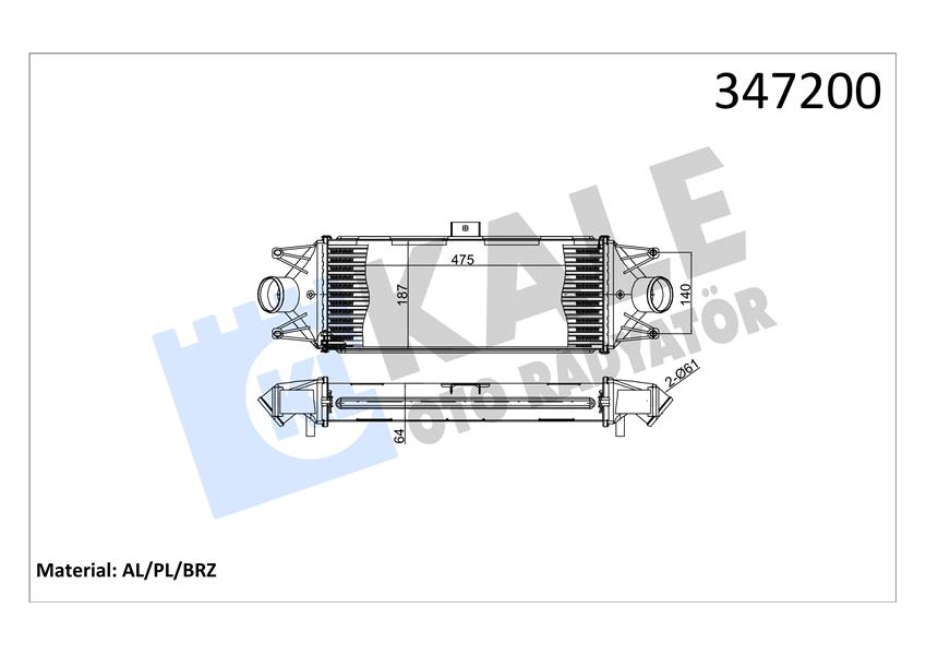 KALE 347200 Turbo Radyatörü Intercooler Iveco Daily Iii-Iv-V Al-Pl-Brz 475x187x64