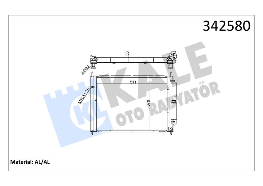 KALE 342580 Radyatör Kondenser Tüplü Clio Iii-Modus 1.5 Dci Mek Ac 510x382x18 16