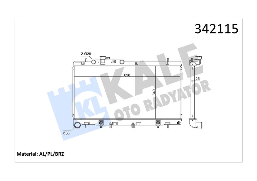 KALE-342115 Radyator Outback 3.0 H6  (00-03) (At) Al Pl Brz