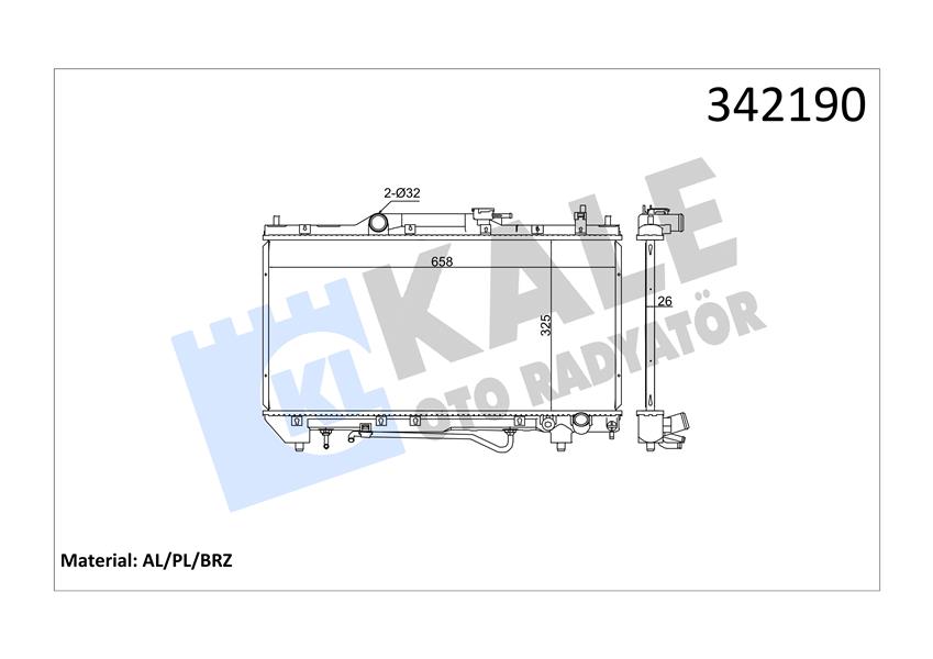 KLR-342190 Motor Su Radyatoru Toyota Avensis T22 1998-2002 Otomatik Vites
