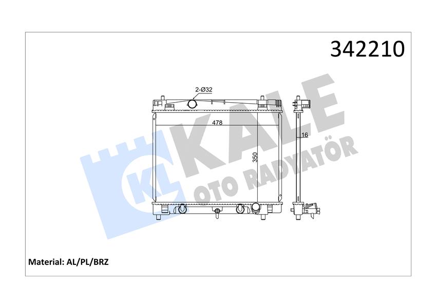 Radyator Toyota Yaris 1.0 1.3 1.5 05- - (At) (Ac/Nac) (Brazing)