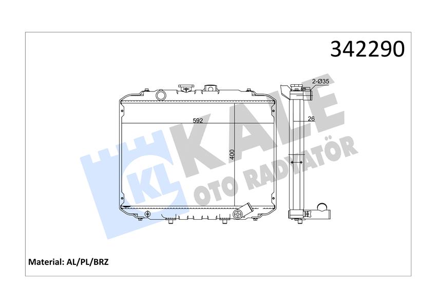 KALE 342290 Radyatör Hyundai Hyundai Hyundai H100 Box-Bus-L300 Box-Bus Al-Pl-Brz