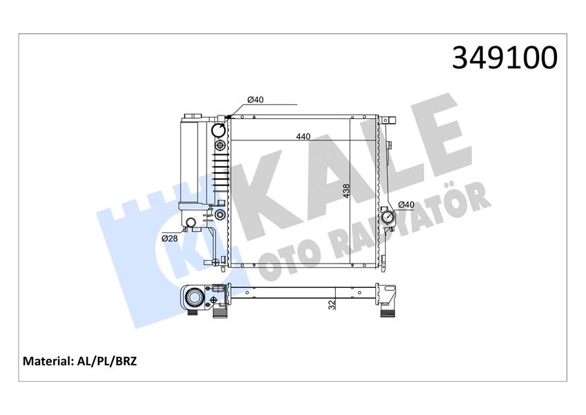 KALE 349100 Motor Su Radyatoru Bmw M40 M50 M52 E30 E36 Otomatik Sanziman