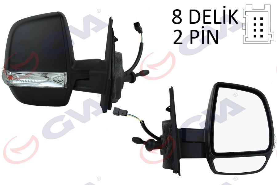 GVA 1029159 Diş Dikiz Aynasi Sağ Doblo 11> Opel Combo 12>18 Mekanik Sinyalli Çift Cam Konveks Vm-669r