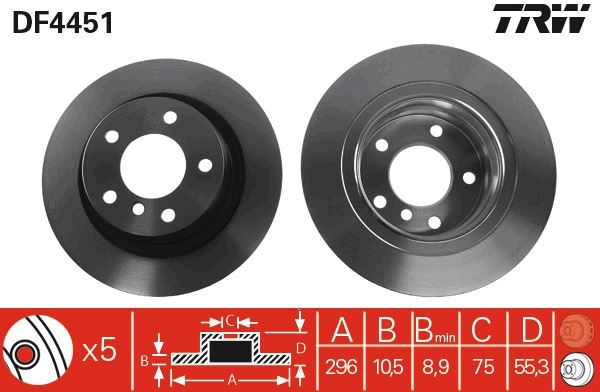 B2004PR Fren Diski Arka Duz Kaplamali Bmw 3 Serisi (E90) 316 I 5 Bijon 296x10x75x65,5 2005-2011