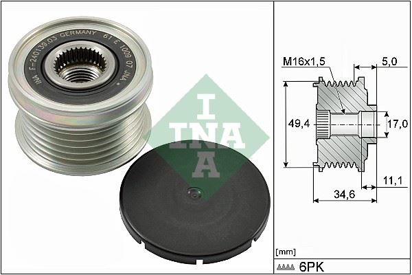 INA 535015510 Alternatör Kasnaği Golf5-Jetta-Passat-Polo-A3-Leon 1.2-1.4 Tsi 1.6-1.6fsi Bse-Blf-Blg-Caxa-Cava-Cbzb