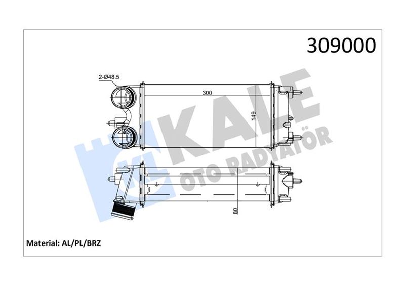 KALE 020CAC120 Turbo Radyatörü Ford Fiesta-Courier-Ecosport-Bmax 13> 1.5-1.6 Tdci