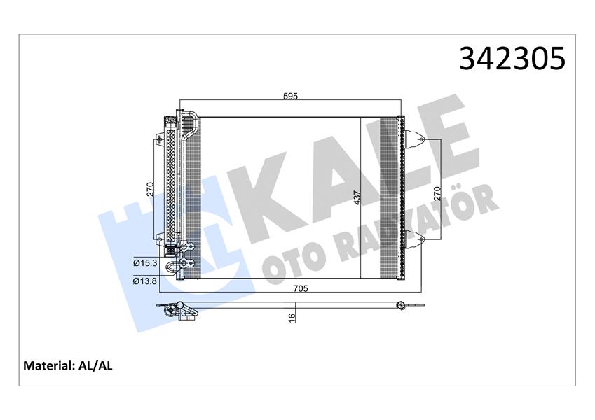 KALE 342305 Klima Kondenseri Passat 05> 577x439x16 Al/Brz
