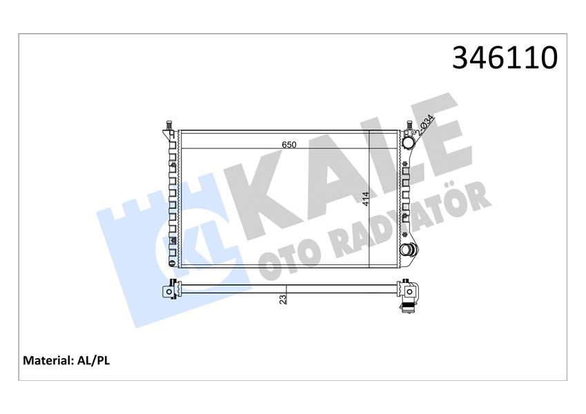 KALE 346110 Radyatör Doblo-Doblo Cargo 1.4 10/05> 1.6-1.9d 01> Mek Ac Al/Pl/Brz