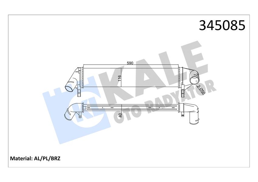 KALE 345085 Turbo Radyatörü Intercooler Logan Mcv-Sandero 09 > K9k Al/Pl/Brz