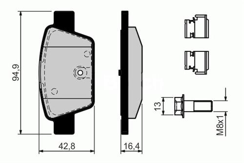 SANGSIN SP1893 Arka Fren Balatasi Fiat Stilo 02> Linea 07> Bravo Ii 07>14 Alfa Romeo Mito 08> Multipla 99>