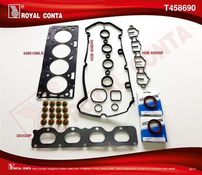 ZGS340 Ust Takim Conta+Skc Opel Astra H-Astra J-Insignia A -Chevrolet Cruze 1.6 A16xer-Z16xer Victor Reinz Keceli