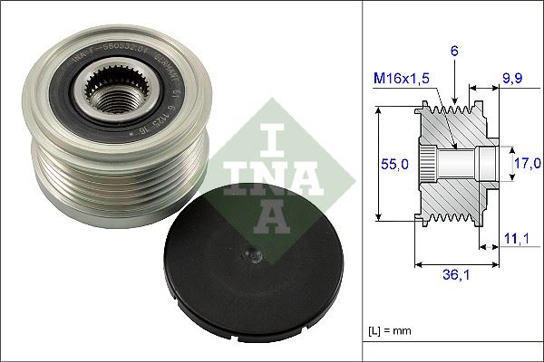 INA 535010310 Alternatör Kasnaği Rulmanli Boxer-Jumper-Ducato 06> Daily 99> 3.0 Dmtj-Hdi 6 Kanal