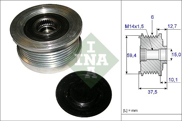 INA 535011010 Alternatör Kasnaği Rulmanli Accent-Getz-Matrix 1.5 Crdi 02 > 6 Kanal 535011010