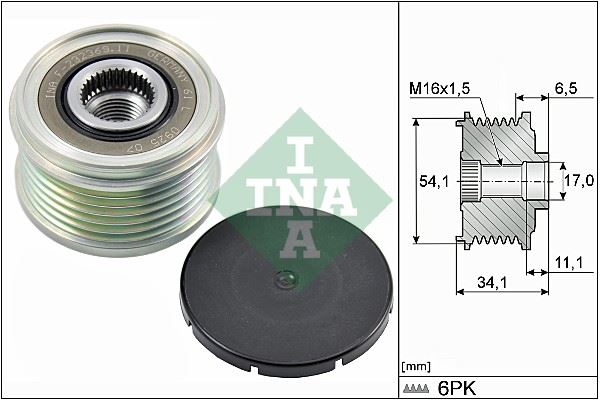 INA 535017910 Alternatör Kasnaği Rulmanli P206-P207-P307-P308-P406-P407-Partner-Berlingo-C2-C3-C4 1.4-1.6-2.0hdi