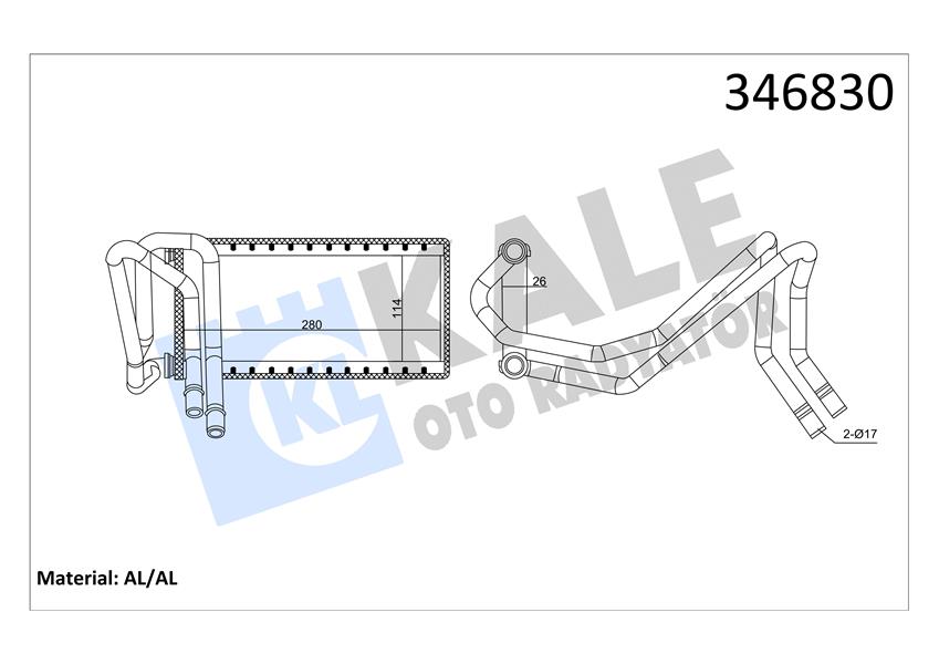 KALE 346830 Kalorifer Radyatoru Land Rover 276dt 406pn Discovery 3 L319 368dt 428ps R.R Sport 1 L320 Borulu