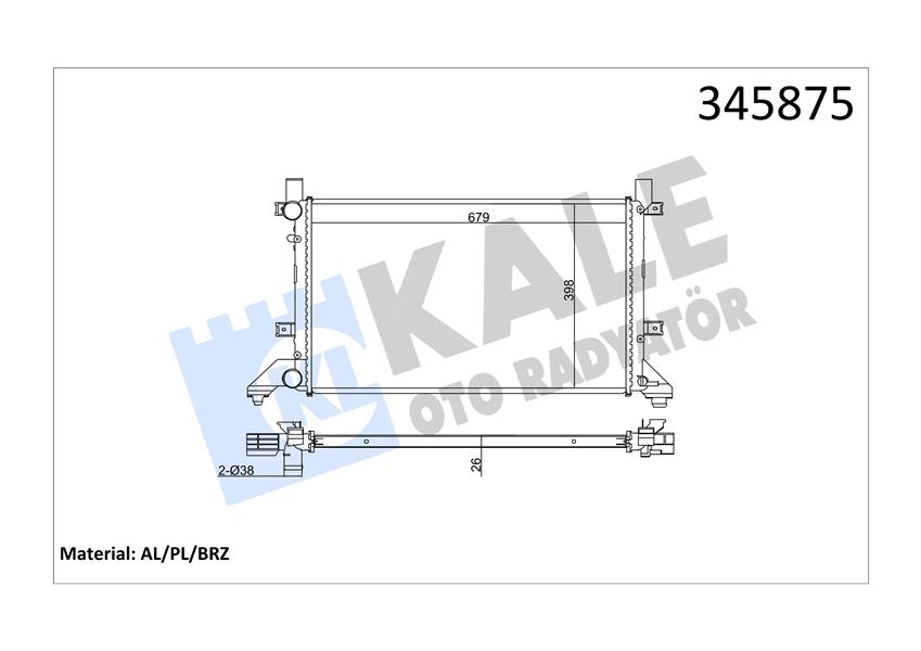 KALE 345875 Radyatör Lt28-35-Lt28-46 2.5tdi-2.8tdi Ac Klimasiz Mek 679x399x26 Al/Pl/Brz