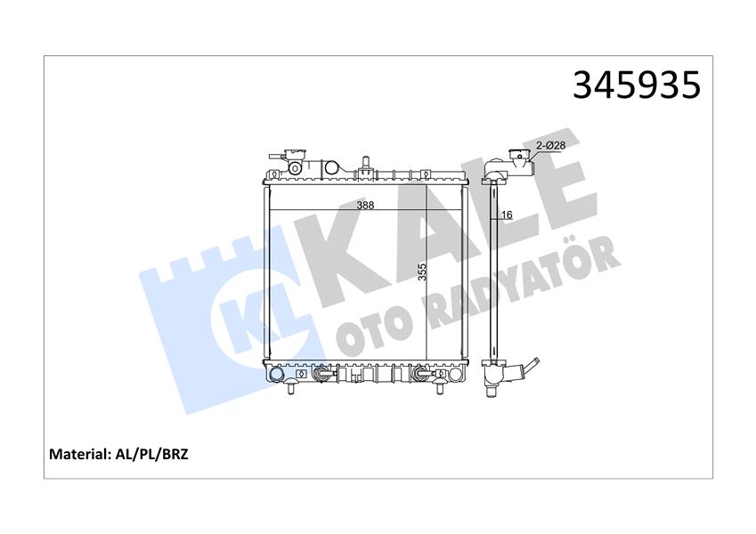 MND HC2531002150 Su Radyatörü Oem Hanon A/T 355x388x16 Atoz