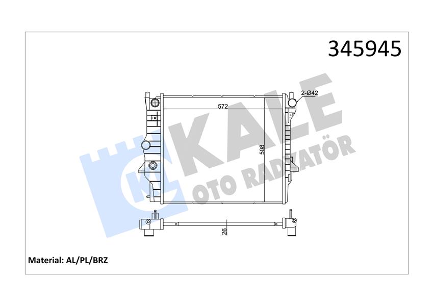 KALE-345945 Radyator S-Type (99-07)-Xf (08-15)-Xj (03-09) 3.0-4.0-4.2 Al Pl Brz